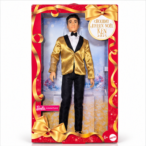 Barbie Signature Holiday Ken Doll 2025 – Gold Tuxedo