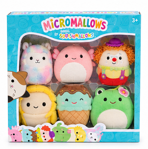 Original Squishmallows Micromallows Plush Set – 6 Pieces