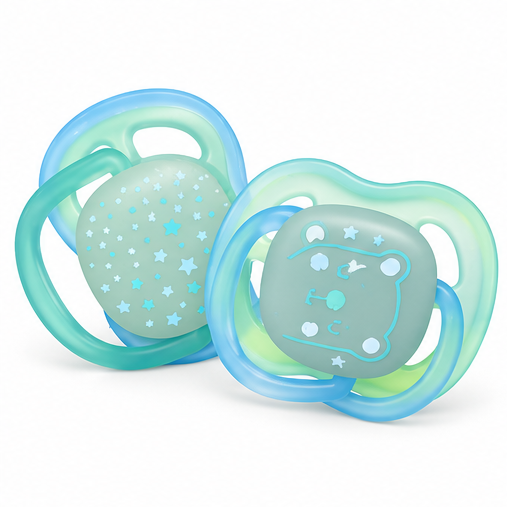 Philips Avent Ultra Air Nighttime Pacifiers, Glow in the Dark, 0–6 Months, 2-Pack