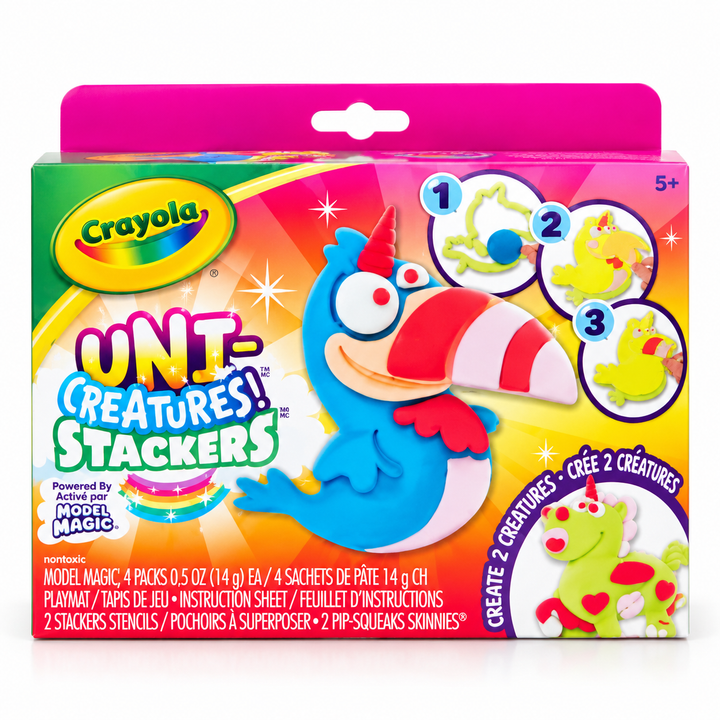 Crayola Uni-Creatures Stackers Model Magic Modeling Clay Craft Kit, Ages 5+