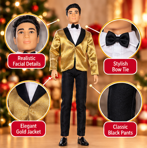 Barbie Signature Holiday Ken Doll 2025 – Gold Tuxedo