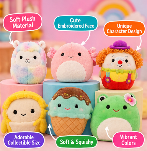 Original Squishmallows Micromallows Plush Set – 6 Pieces