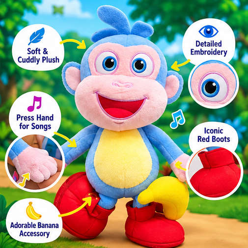 Dora the Explorer Bananas for Boots Musical Plush Toy – 2 Songs