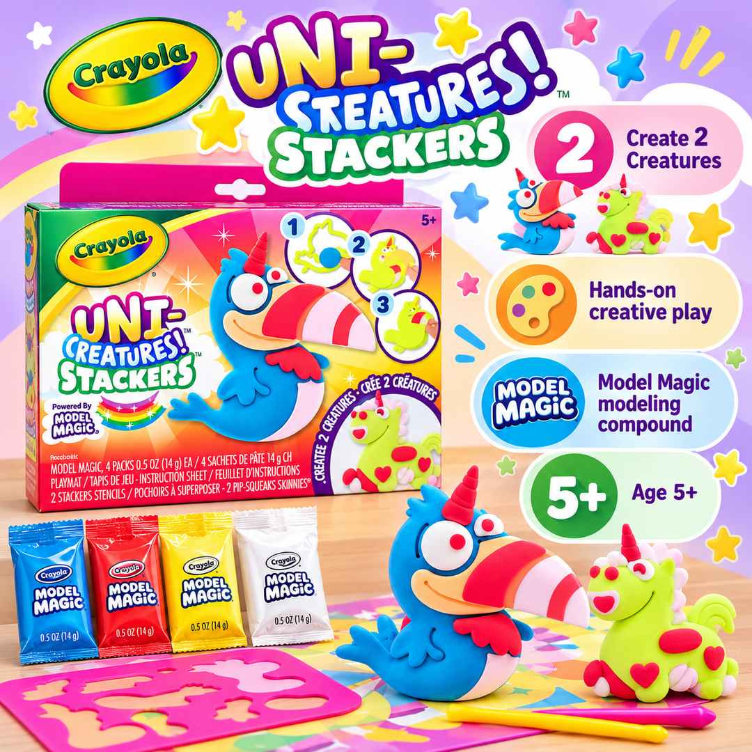Crayola Uni-Creatures Stackers Model Magic Modeling Clay Craft Kit, Ages 5+
