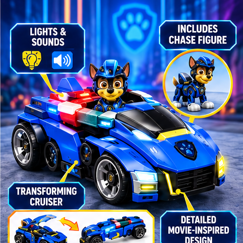 PAW Patrol: The Mighty Movie Chase Mighty Transforming Cruiser Toy