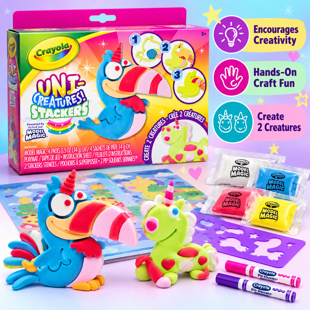 Crayola Uni-Creatures Stackers Model Magic Modeling Clay Craft Kit, Ages 5+