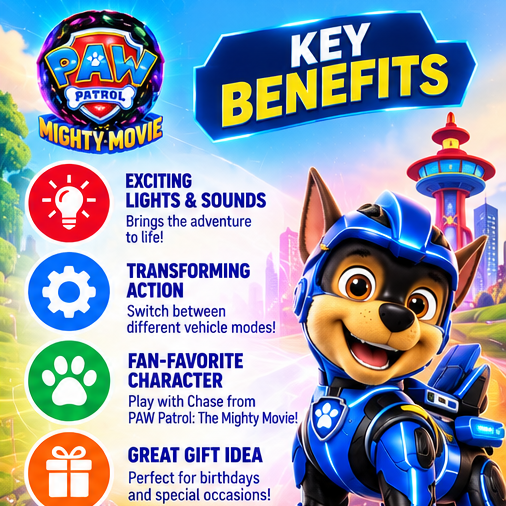 PAW Patrol: The Mighty Movie Chase Mighty Transforming Cruiser Toy
