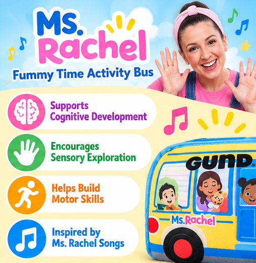 Ms. Rachel Funny Time Activity Bus – Soft Sensory Toy