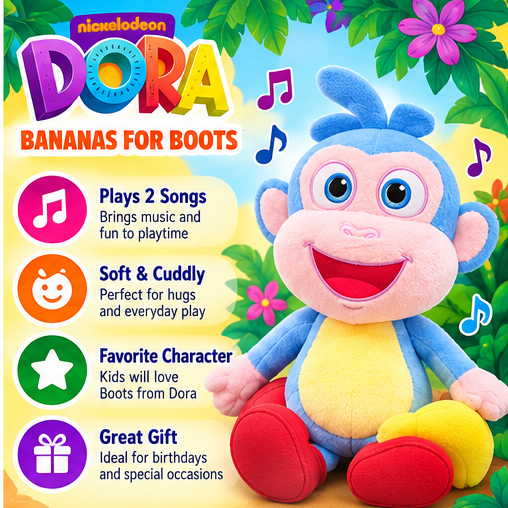 Dora the Explorer Bananas for Boots Musical Plush Toy – 2 Songs