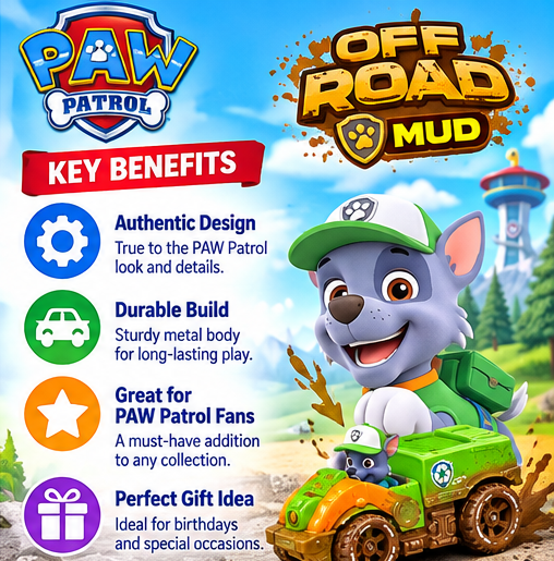 PAW Patrol Rocky Off-Road Mud Vehicle Toy
