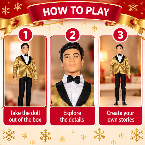 Barbie Signature Holiday Ken Doll 2025 – Gold Tuxedo
