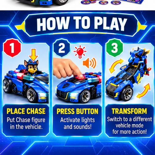 PAW Patrol: The Mighty Movie Chase Mighty Transforming Cruiser Toy