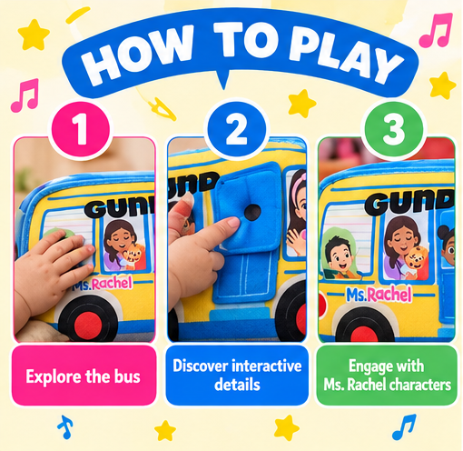 Ms. Rachel Funny Time Activity Bus – Soft Sensory Toy