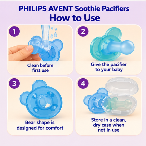 Philips Avent Soothie Bear-Shaped Baby Pacifiers, 0–3 Months, BPA-Free, 2-Pack