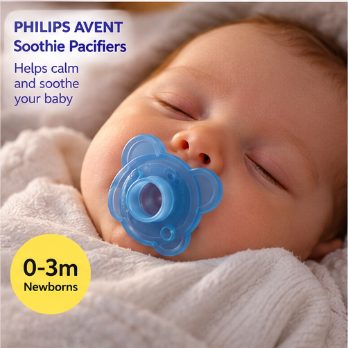 Philips Avent Soothie Bear-Shaped Baby Pacifiers, 0–3 Months, BPA-Free, 2-Pack