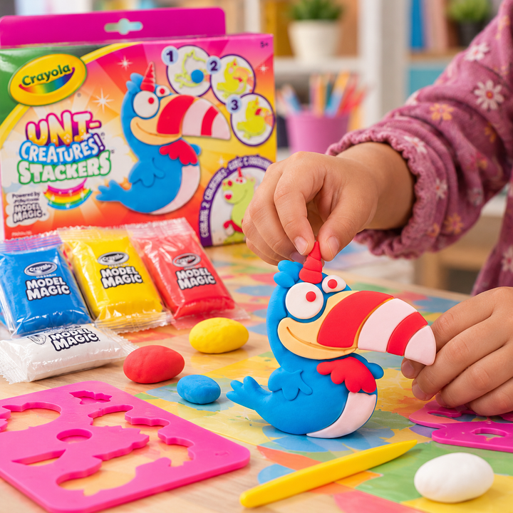Crayola Uni-Creatures Stackers Model Magic Modeling Clay Craft Kit, Ages 5+