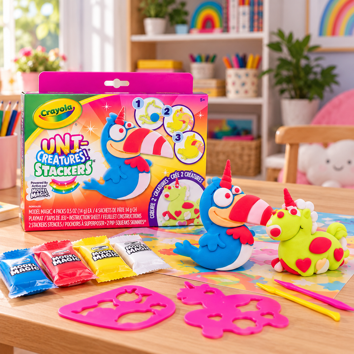 Crayola Uni-Creatures Stackers Model Magic Modeling Clay Craft Kit, Ages 5+