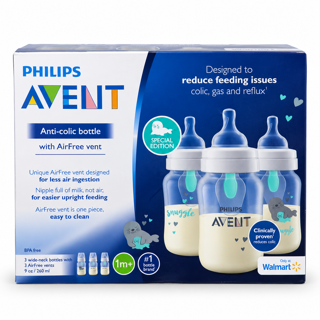 Philips Avent Anti-Colic Baby Bottles with AirFree Vent, 260 ml (9 oz), 3-Pack, 1 Month+