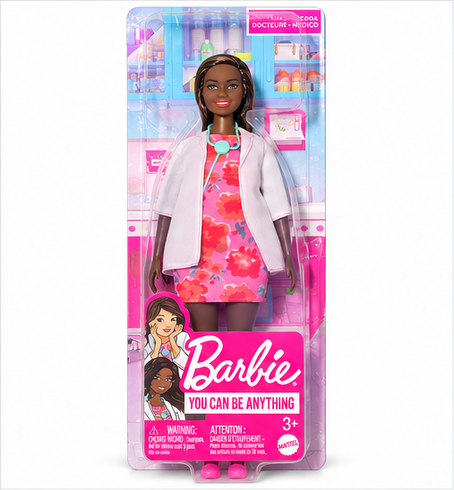 Barbie Doctor Doll – Floral Dress with White Lab Coat