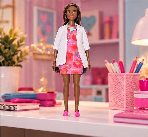 Barbie Doctor Doll – Floral Dress with White Lab Coat
