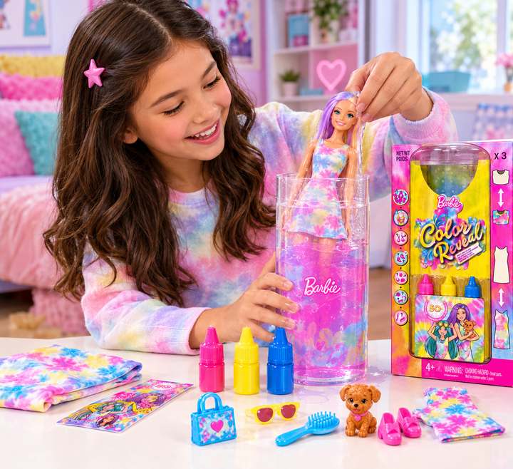 Barbie Color Reveal Fashionistas Tie-Dye Doll Set – 50+ Surprises