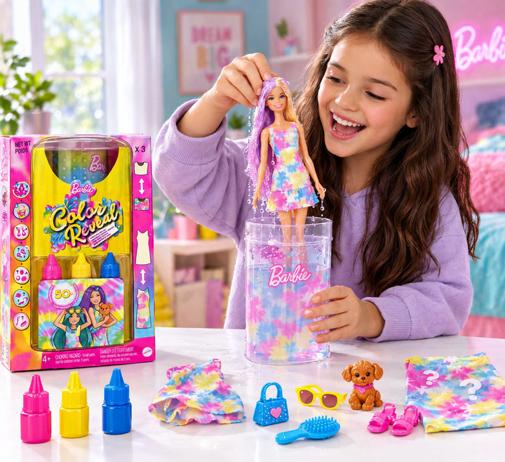 Barbie Color Reveal Fashionistas Tie-Dye Doll Set – 50+ Surprises