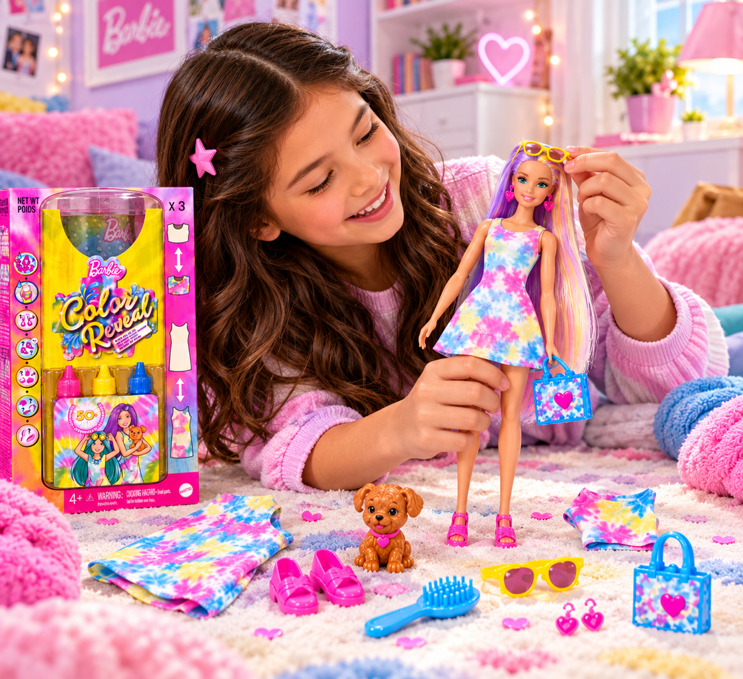 Barbie Color Reveal Fashionistas Tie-Dye Doll Set – 50+ Surprises