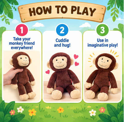 Plush Monkey Soft Toy – Brown Stuffed Animal