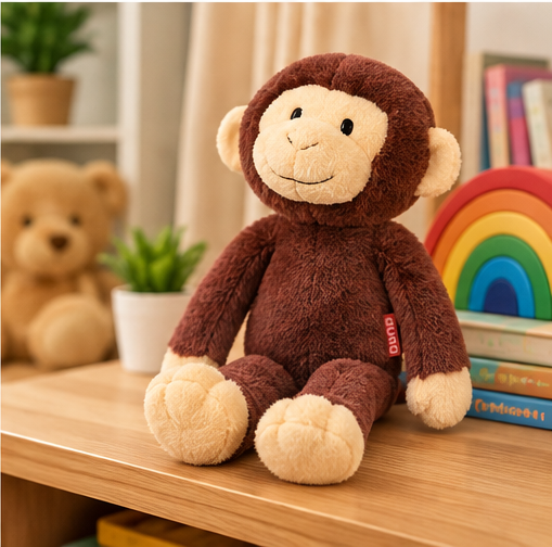 Plush Monkey Soft Toy – Brown Stuffed Animal