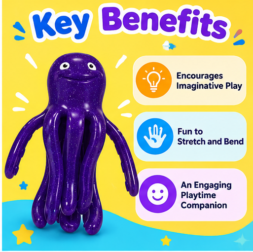 Disney Pixar Toy Story Stretch Purple Octopus Figure – Poseable Toy