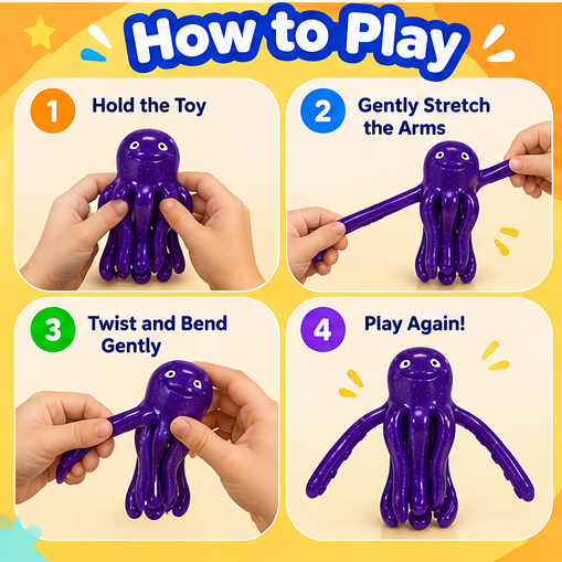 Disney Pixar Toy Story Stretch Purple Octopus Figure – Poseable Toy
