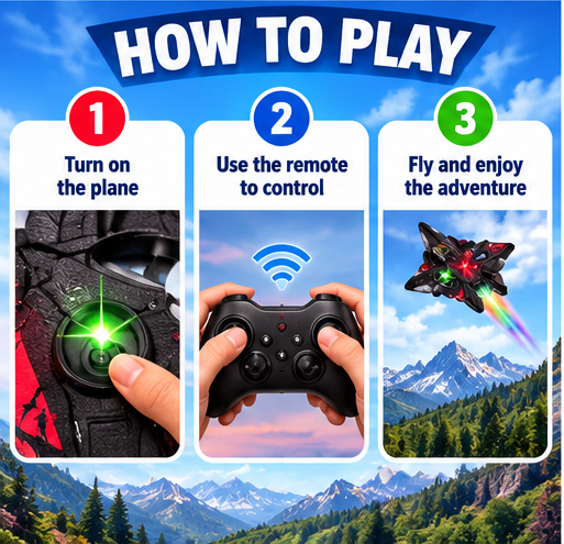 Fighter Plane Remote Control Toy with LED Lights and 360° Rotation