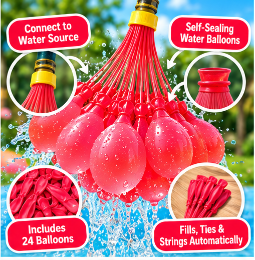 ZURU Bunch O Balloons Self-Sealing Party Balloons – Red, 24 Count