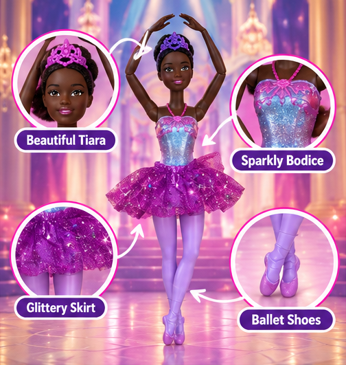 Barbie Dreamtopia Twinkle Lights Ballerina Doll – Purple Tutu