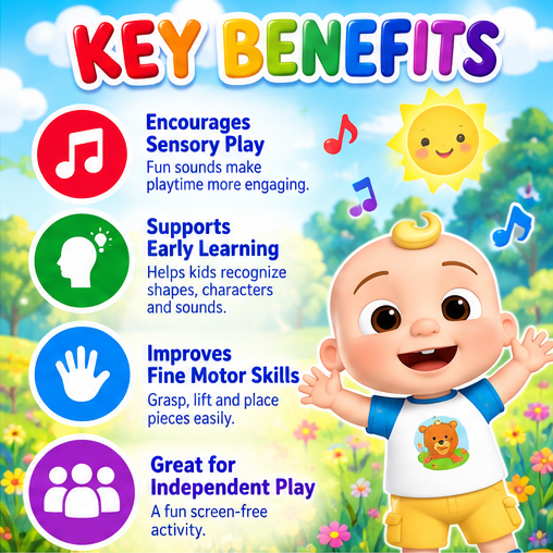 CoComelon Wooden Sound Puzzle – 5-Piece Musical Puzzle for Kids