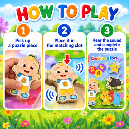 CoComelon Wooden Sound Puzzle – 5-Piece Musical Puzzle for Kids