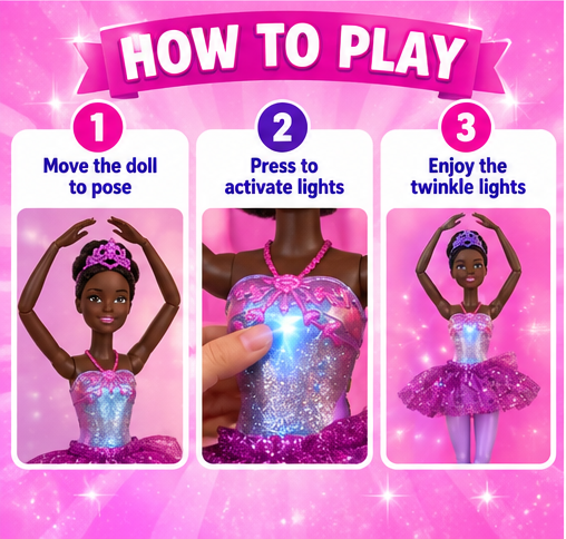 Barbie Dreamtopia Twinkle Lights Ballerina Doll – Purple Tutu