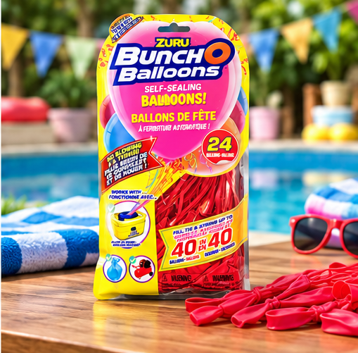 ZURU Bunch O Balloons Self-Sealing Party Balloons – Red, 24 Count