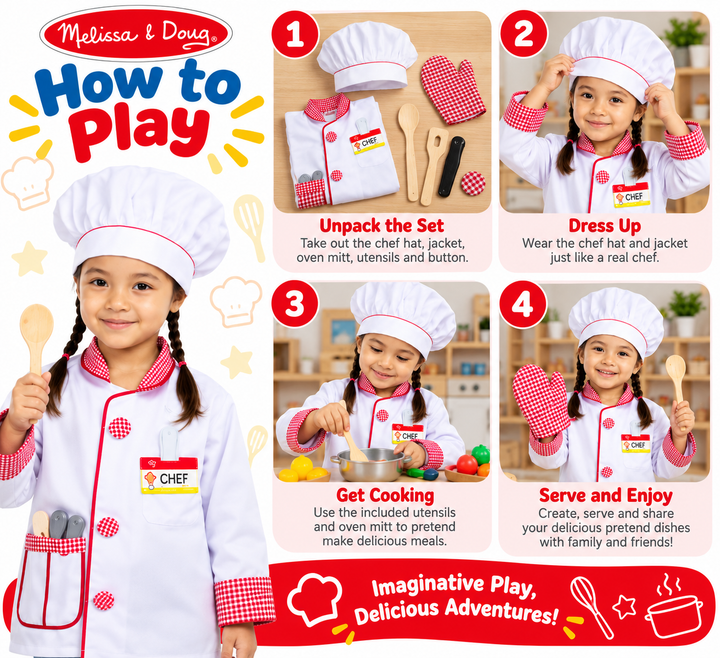 Melissa & Doug Chef Costume Dress-Up Set for Kids
