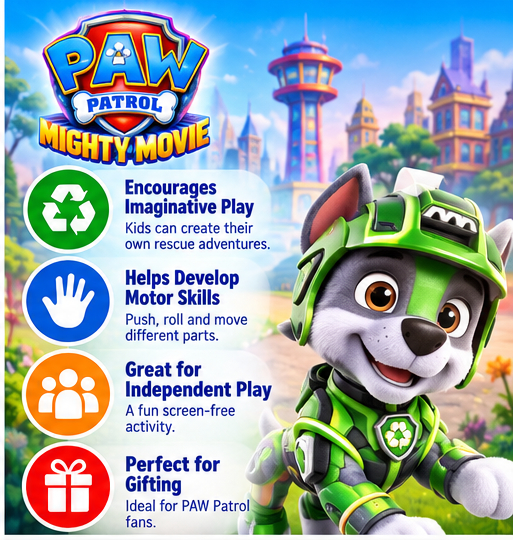 PAW Patrol Rocky Mighty Movie Recycle Truck Toy