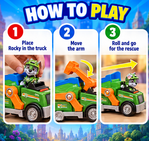 PAW Patrol Rocky Mighty Movie Recycle Truck Toy