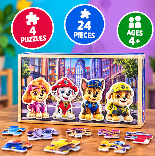 PAW Patrol 4-Piece Interchangeable Character Puzzles – 24 Pieces