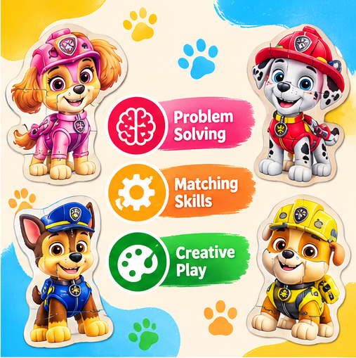 PAW Patrol 4-Piece Interchangeable Character Puzzles – 24 Pieces