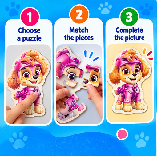 PAW Patrol 4-Piece Interchangeable Character Puzzles – 24 Pieces