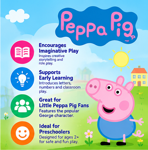 Peppa Pig School Time with George – Educational Figure and Classroom Playset, Ages 2+