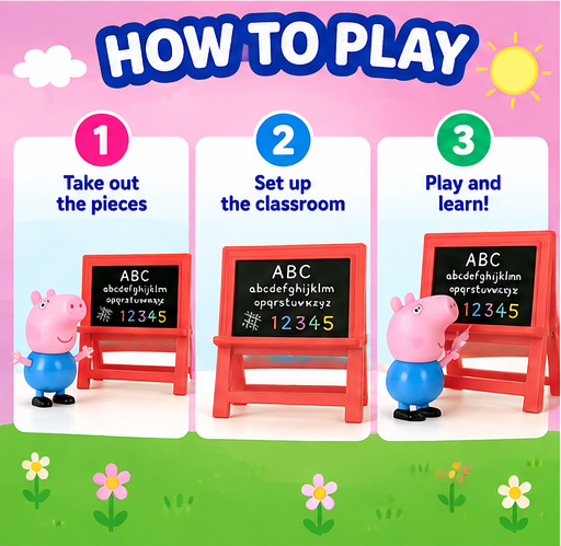 Peppa Pig School Time with George – Educational Figure and Classroom Playset, Ages 2+