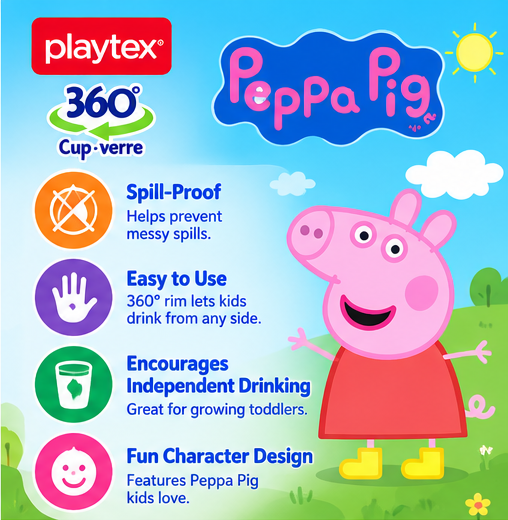 Playtex 360° Peppa Pig Spill-Proof Sippy Cup – Blue