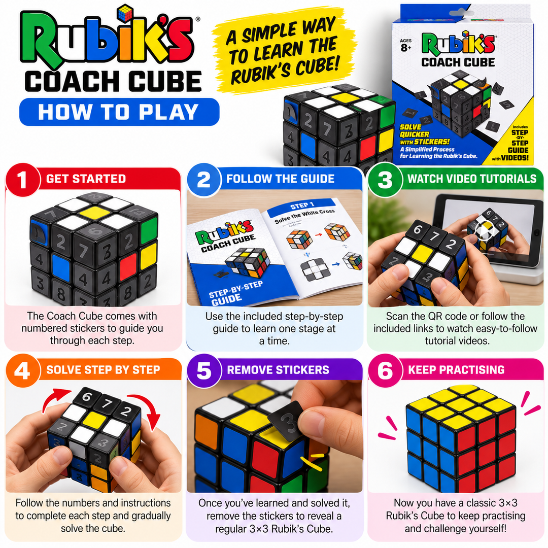 Rubik’s Coach Cube – Beginner 3×3 Puzzle Cube