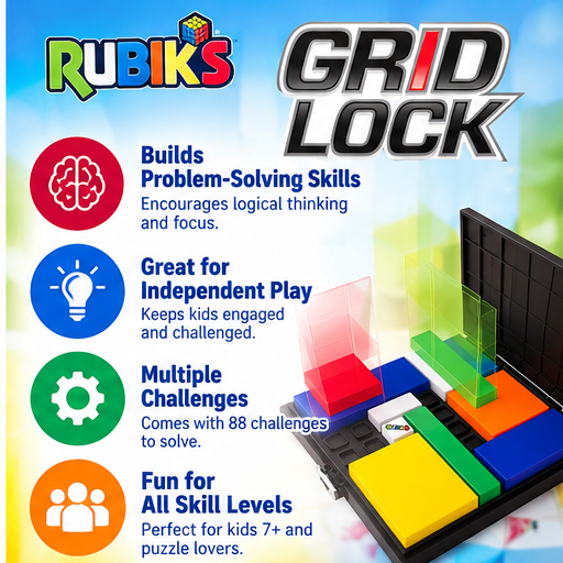 Rubik’s Grid Lock Logic Puzzle Game – 88 Challenges