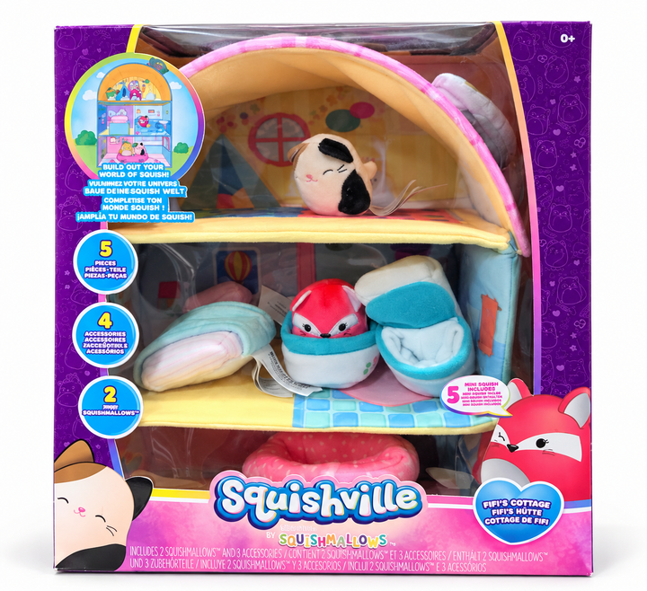 Squishville by Squishmallows Fifi’s Cottage Playset – 17 Pieces